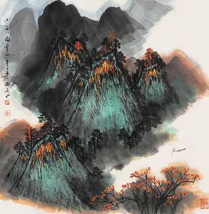 陈君 小舟过雪山 镜心